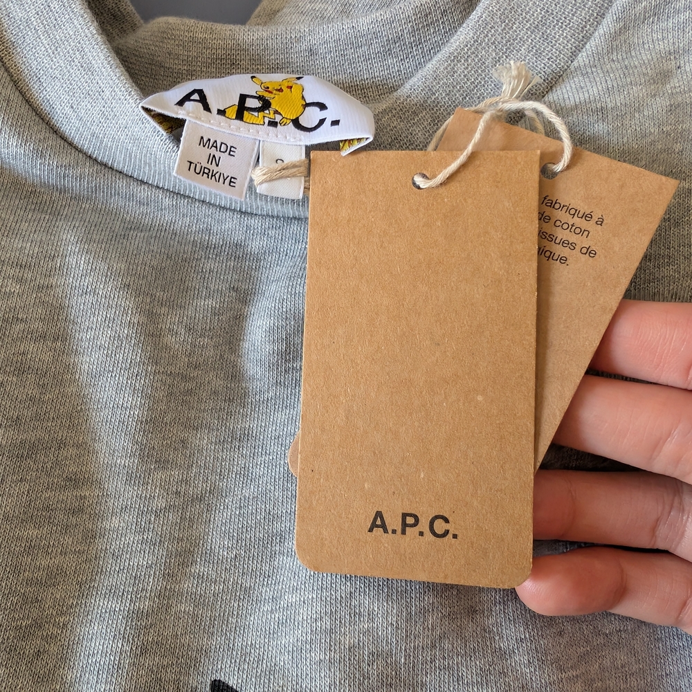 NWT A.P.C. Gray Crewneck Sweater with Pikachu Design - Picture 5 of 7